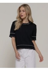 Short Slv Sweater w/ Contrast Stitch