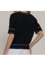 Short Slv Sweater w/ Contrast Stitch