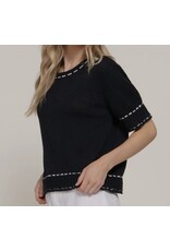 Short Slv Sweater w/ Contrast Stitch