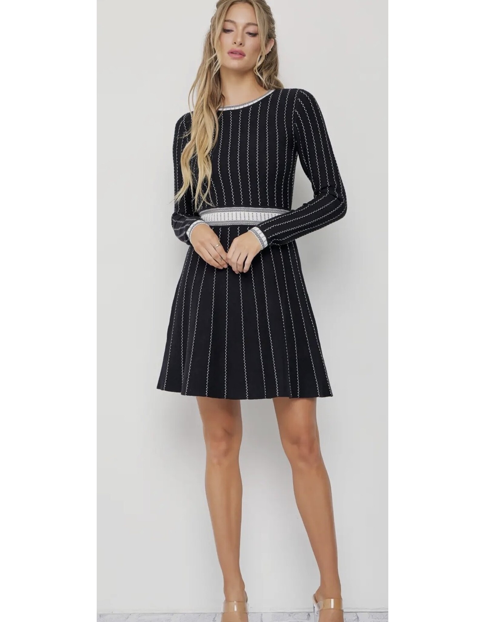 Ella Stripe Knit Long Slv Dress