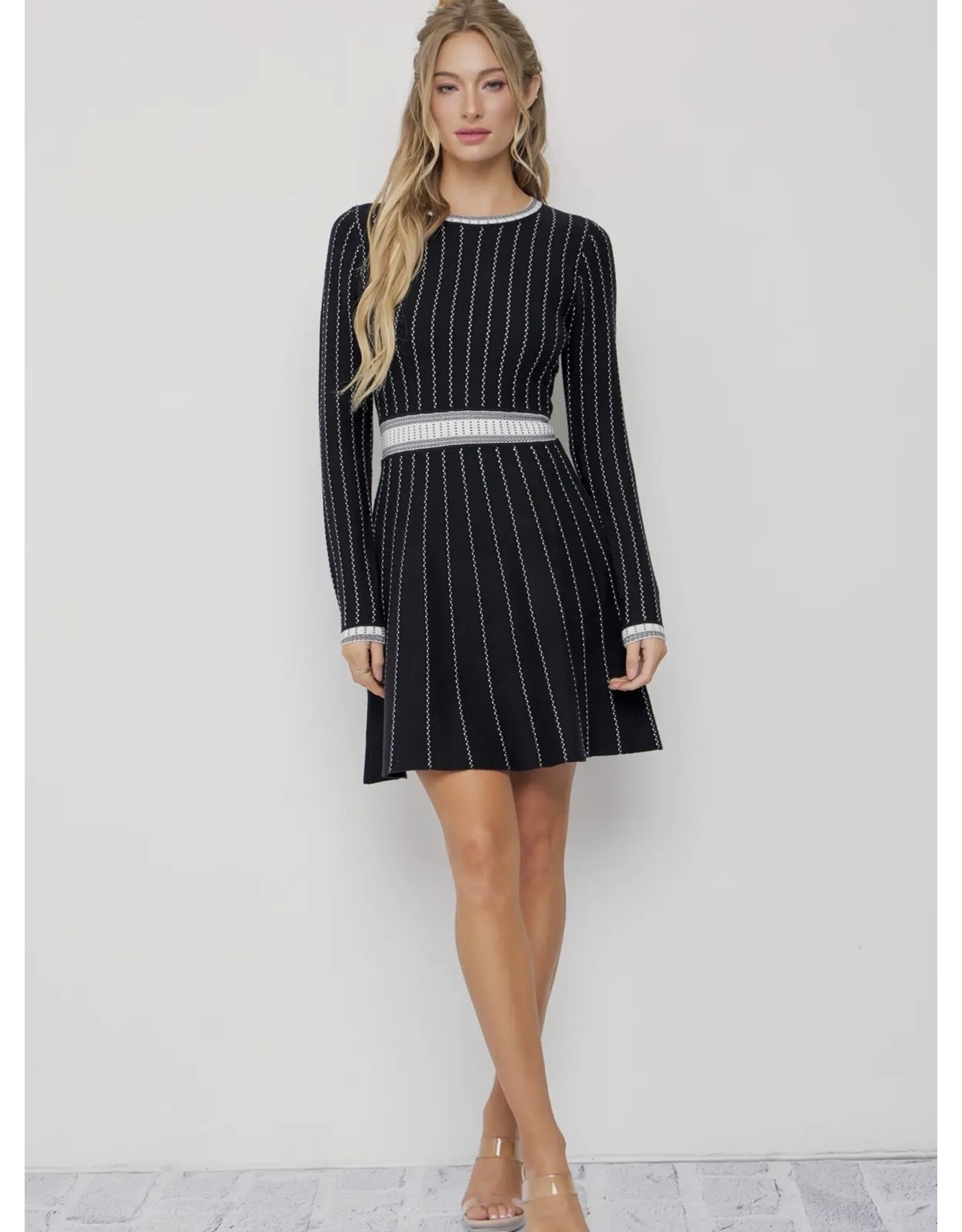Ella Stripe Knit Long Slv Dress