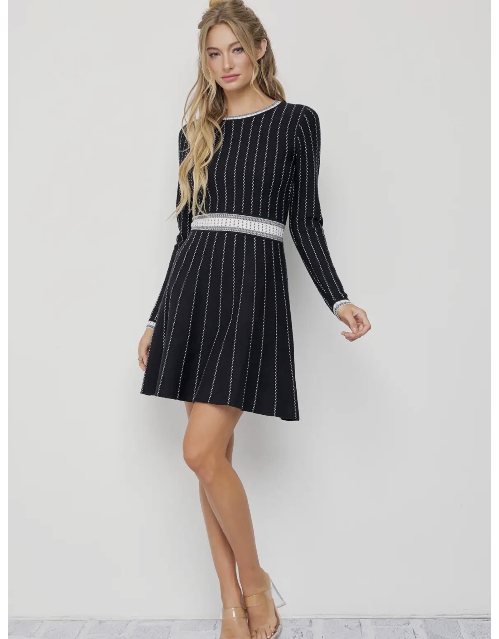 Ella Stripe Knit Long Slv Dress