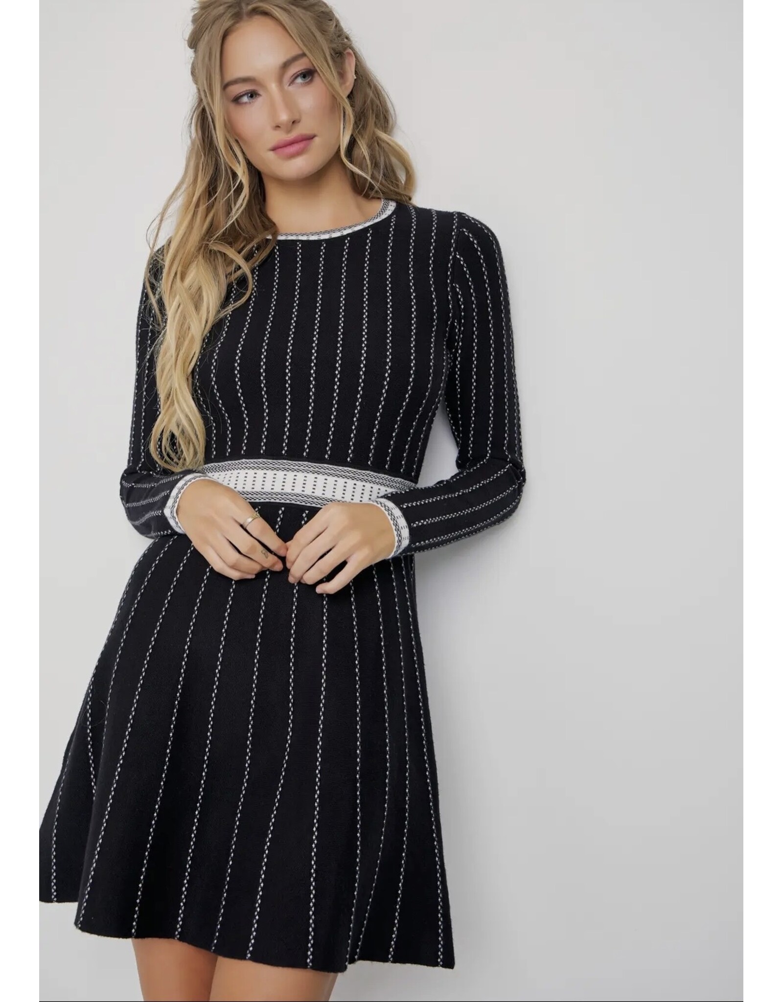Ella Stripe Knit Long Slv Dress