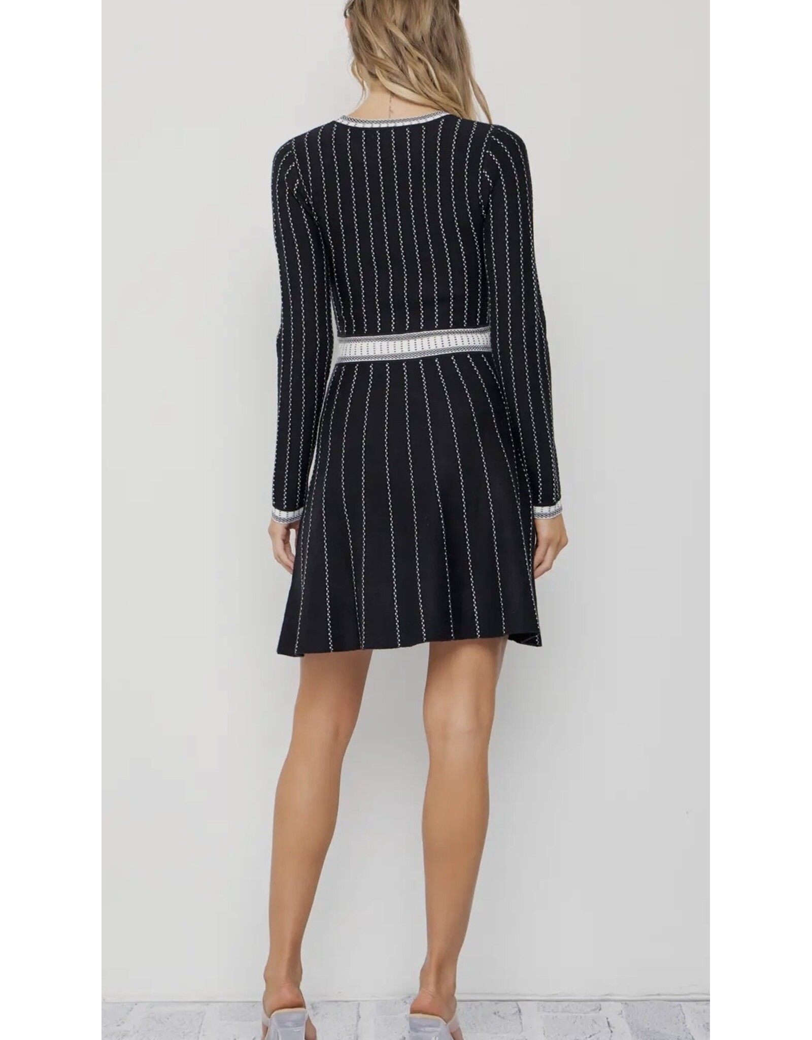 Ella Stripe Knit Long Slv Dress