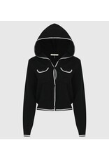 Black w/ White Contrast Hoodie Sweater