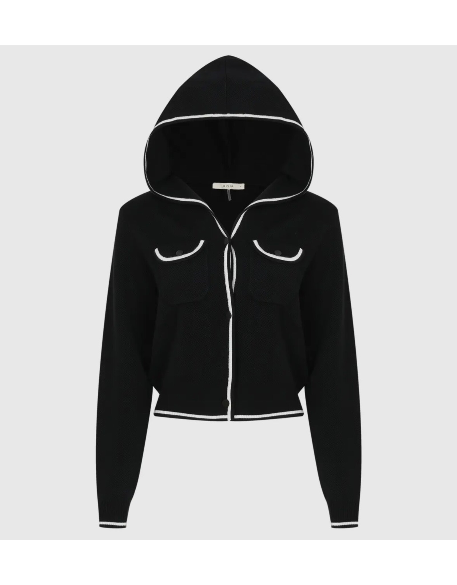Black w/ White Contrast Hoodie Sweater