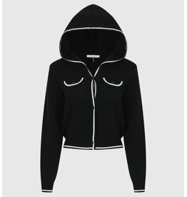 Black w/ White Contrast Hoodie Sweater