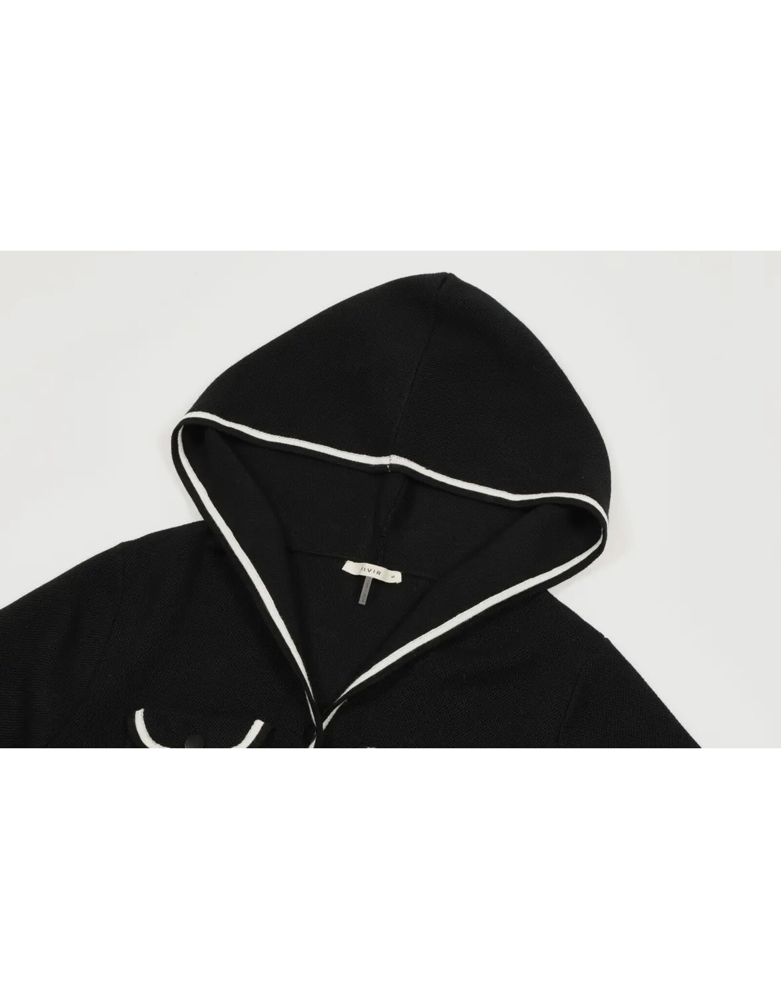 Black w/ White Contrast Hoodie Sweater