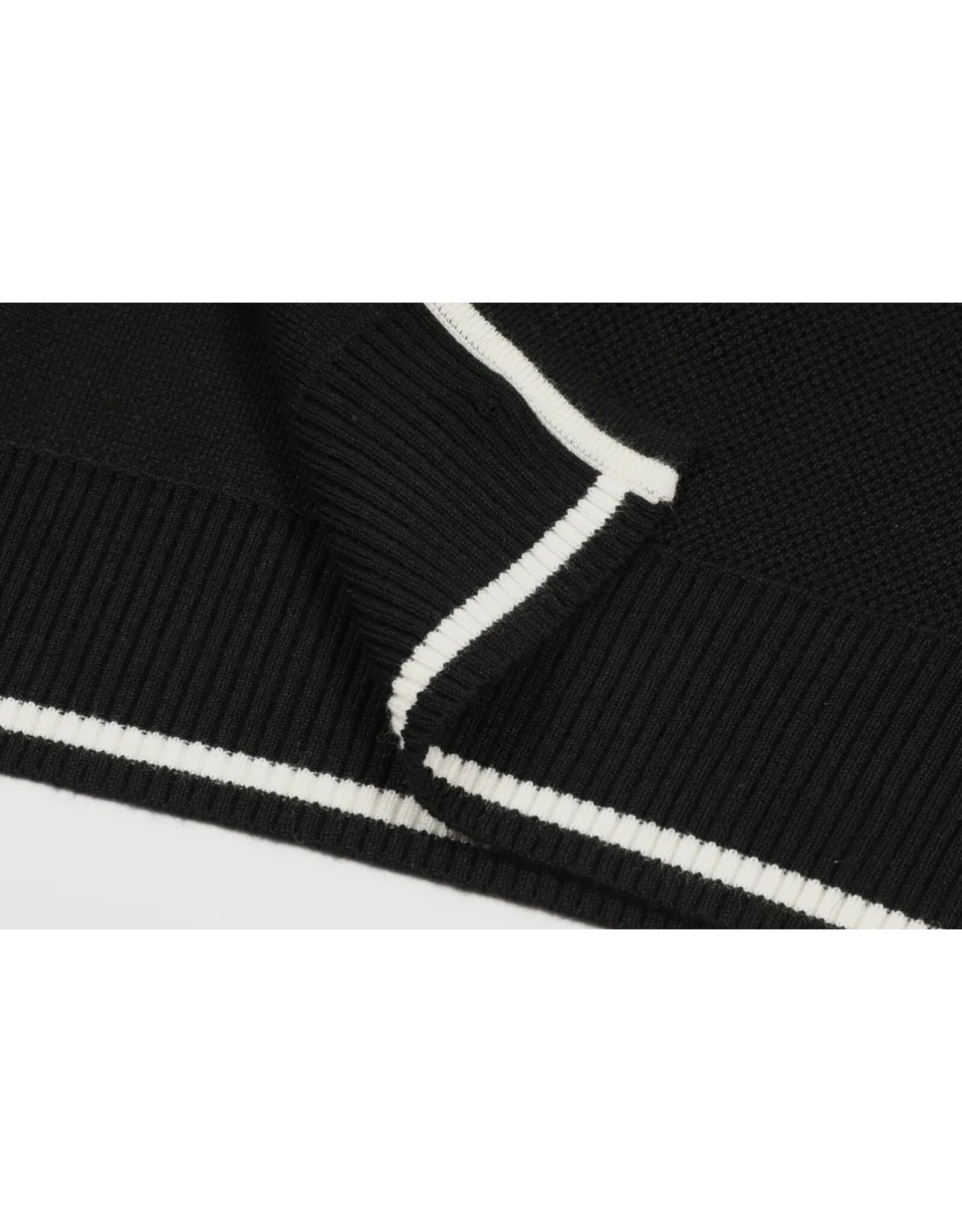 Black w/ White Contrast Hoodie Sweater