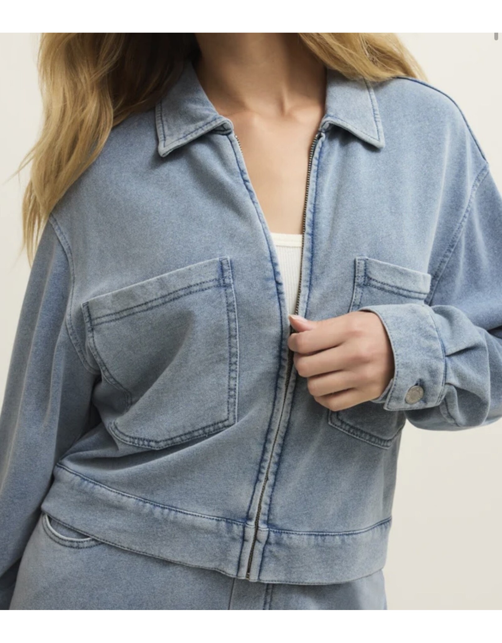 ZSupply ZSupply Heritage Knit Denim Jacket Ocean Air Indigo