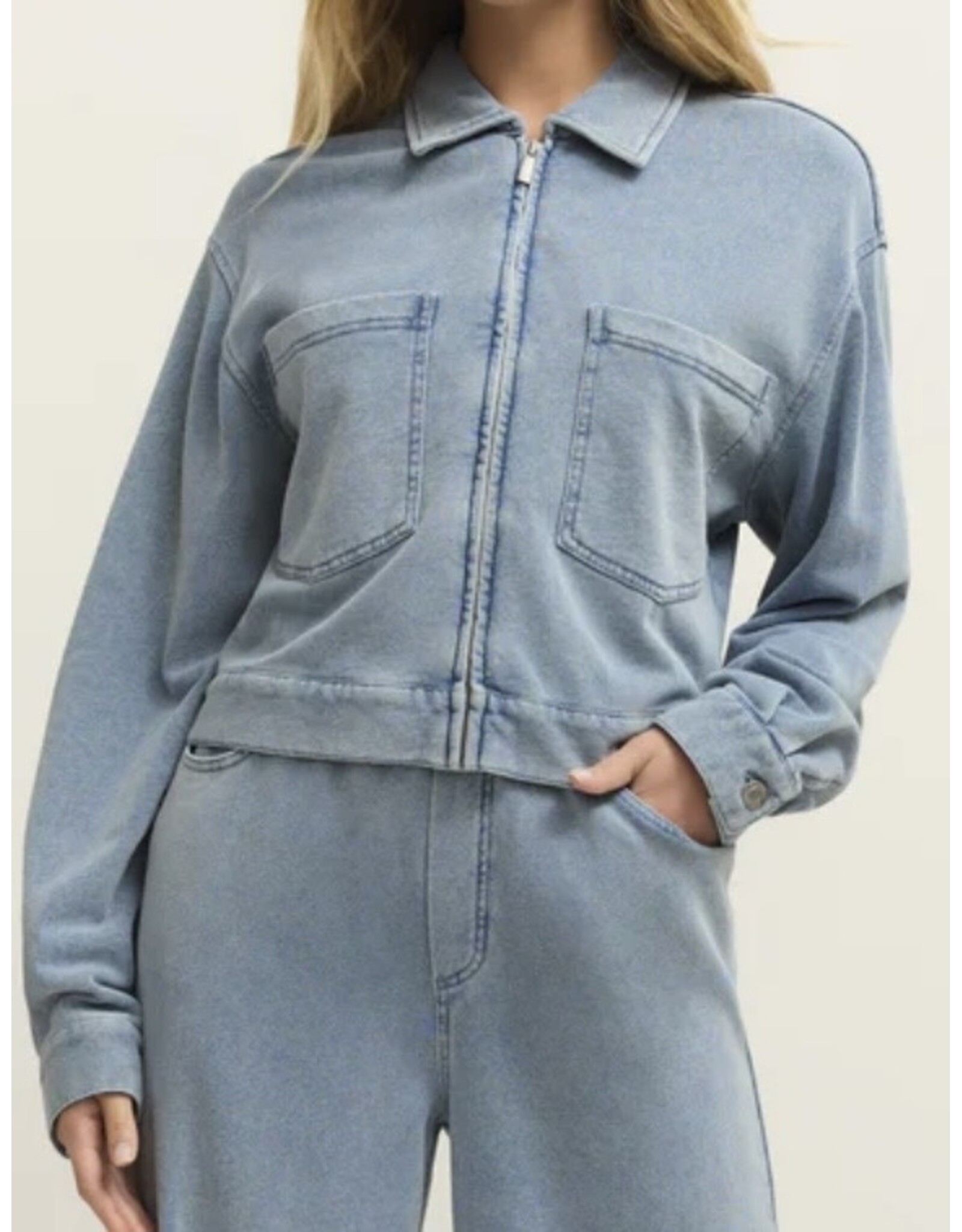 ZSupply ZSupply Heritage Knit Denim Jacket Ocean Air Indigo