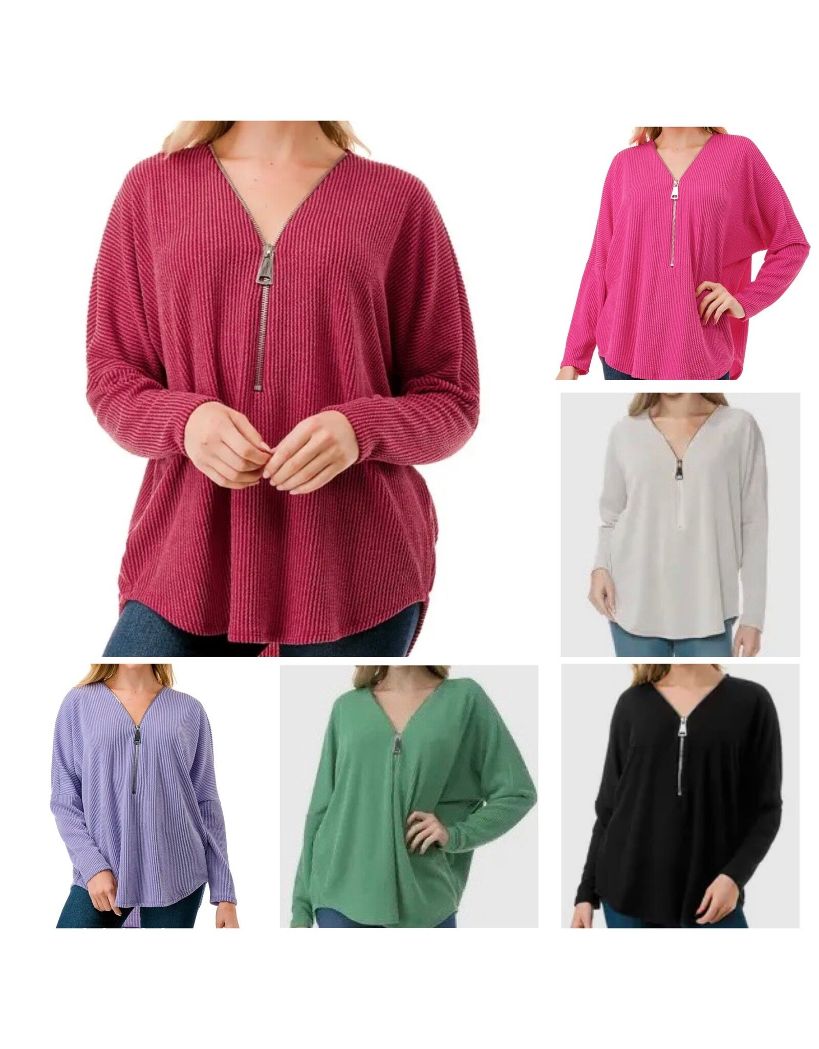 Ariella Popular dolman slv zipper  top