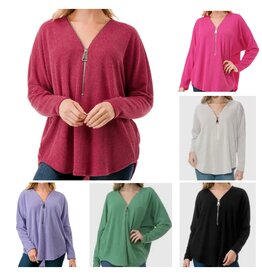 Ariella Popular dolman zipper slv top