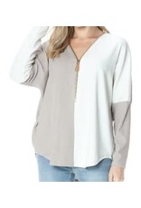 Ariella Popular colorblock dolman slv zipper top