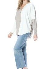 Ariella Popular colorblock dolman slv zipper top