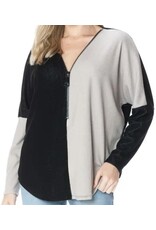 Ariella Popular colorblock dolman slv zipper top