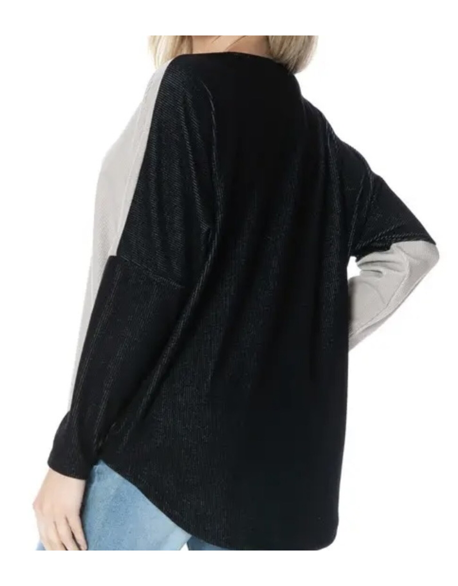 Ariella Popular colorblock dolman slv zipper top