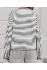 Grey White Striped Cardigan