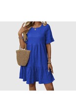 Blue short sleeve textured dress