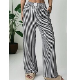 Black Stripe Wide Leg Lounge Pants