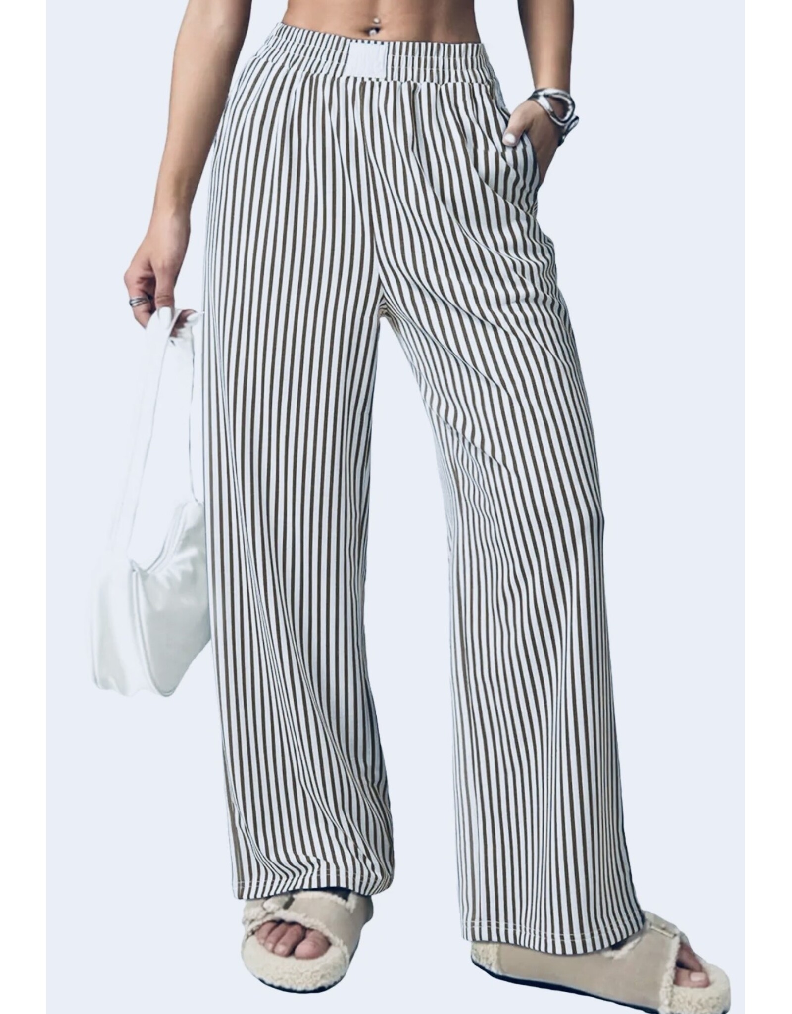 Black Stripe Wide Leg Lounge Pants