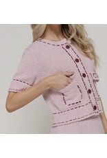 Short Sleeve Contrast Stitched Cardigan