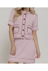 Short Sleeve Contrast Stitched Cardigan