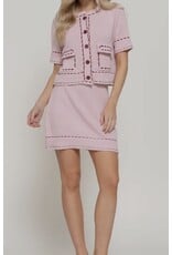 Short Sleeve Contrast Stitched Cardigan