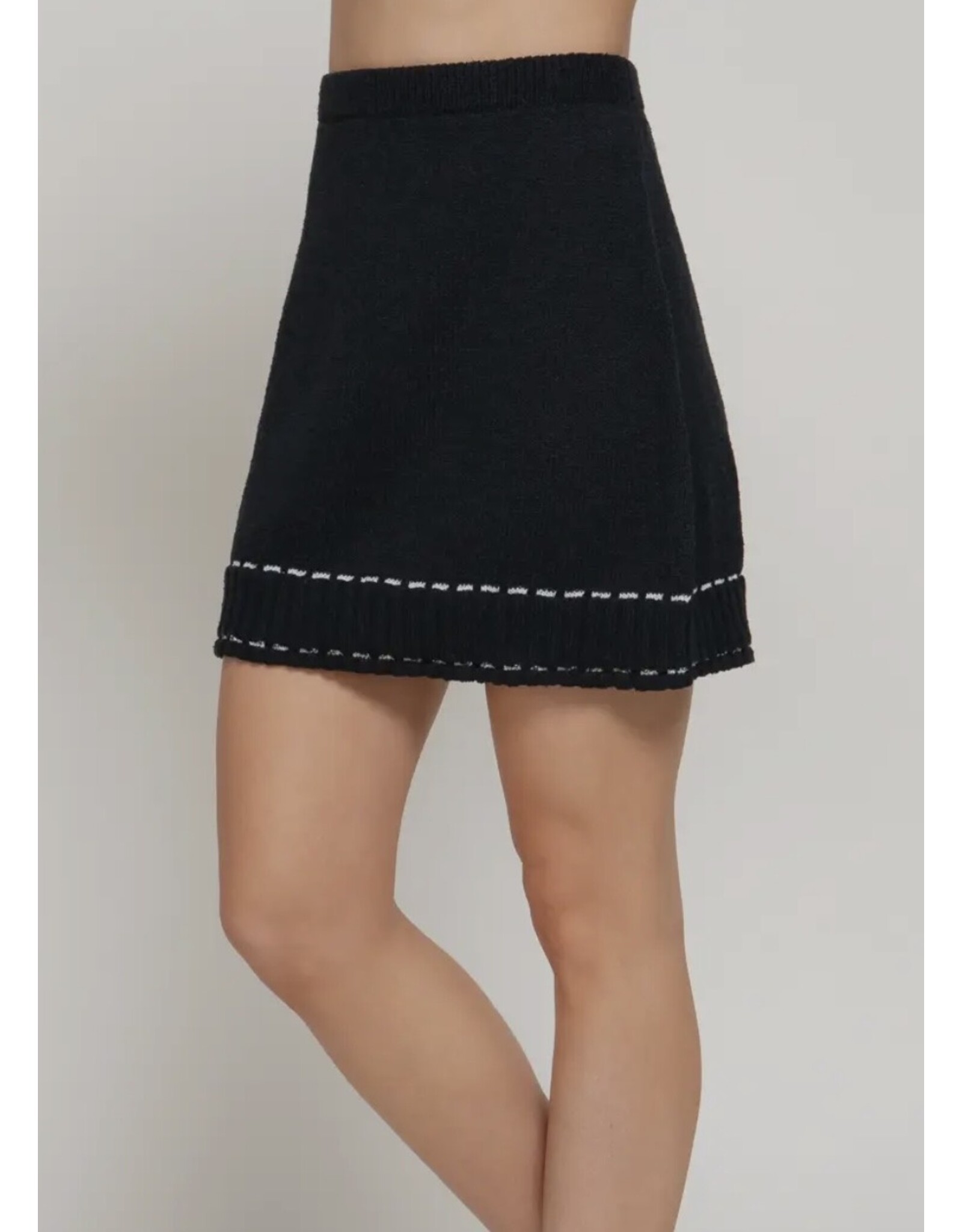 Contrast Stitched Mini Skirt