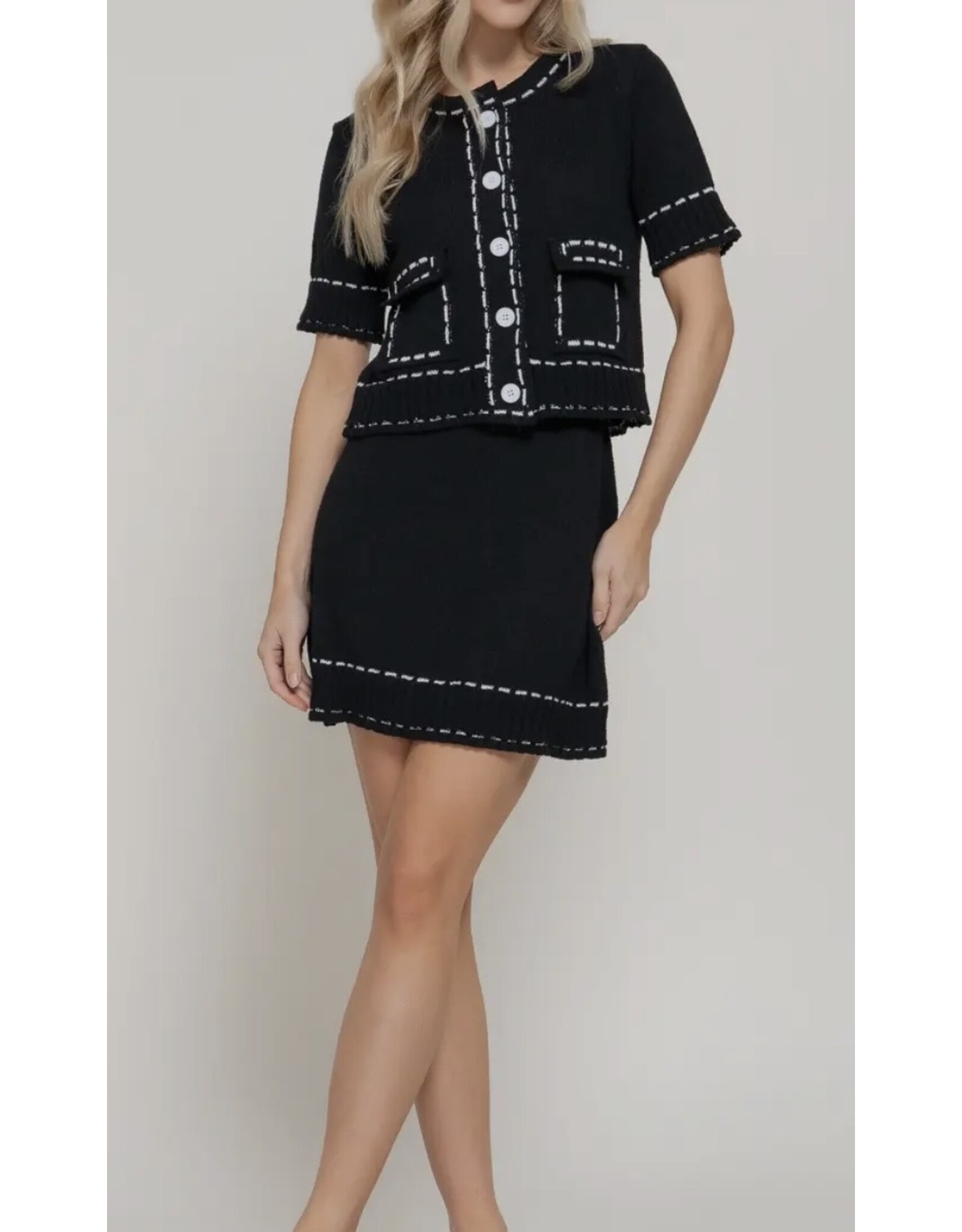 Contrast Stitched Mini Skirt