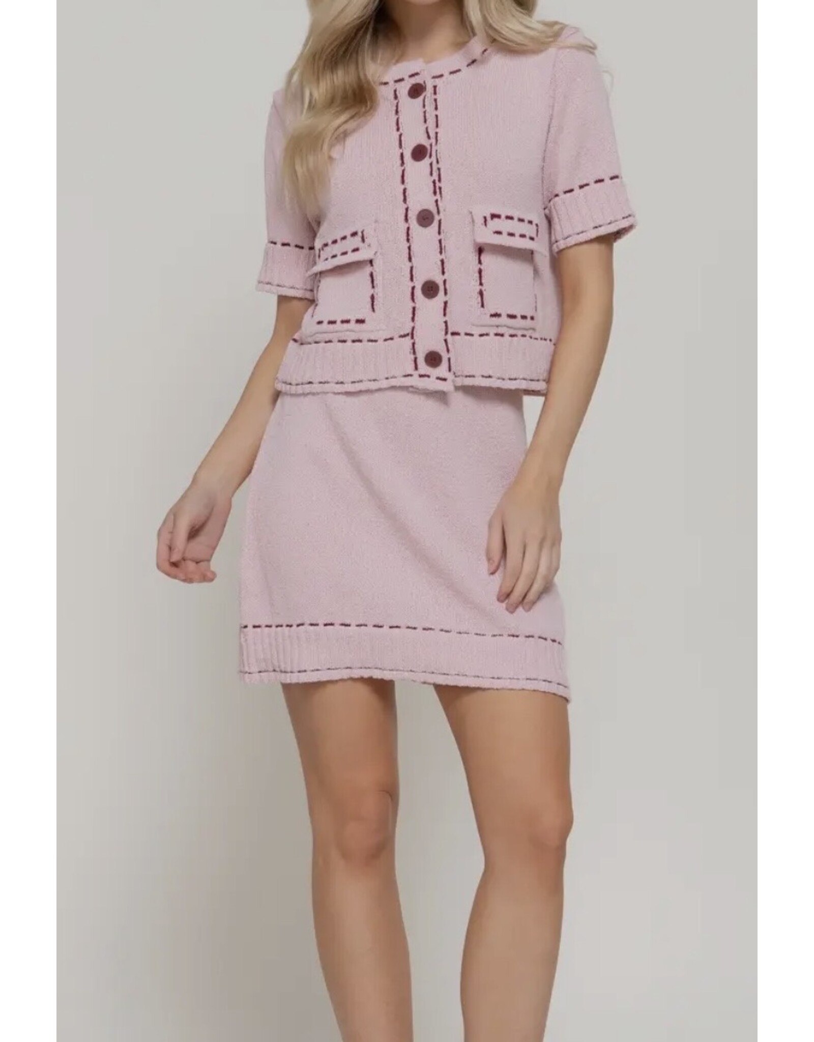 Contrast Stitched Mini Skirt