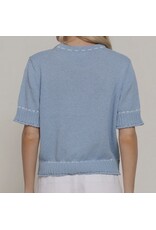 Short Slv Sweater w/ Contrast Stitch