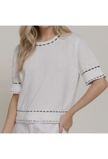 Short Slv Sweater w/ Contrast Stitch