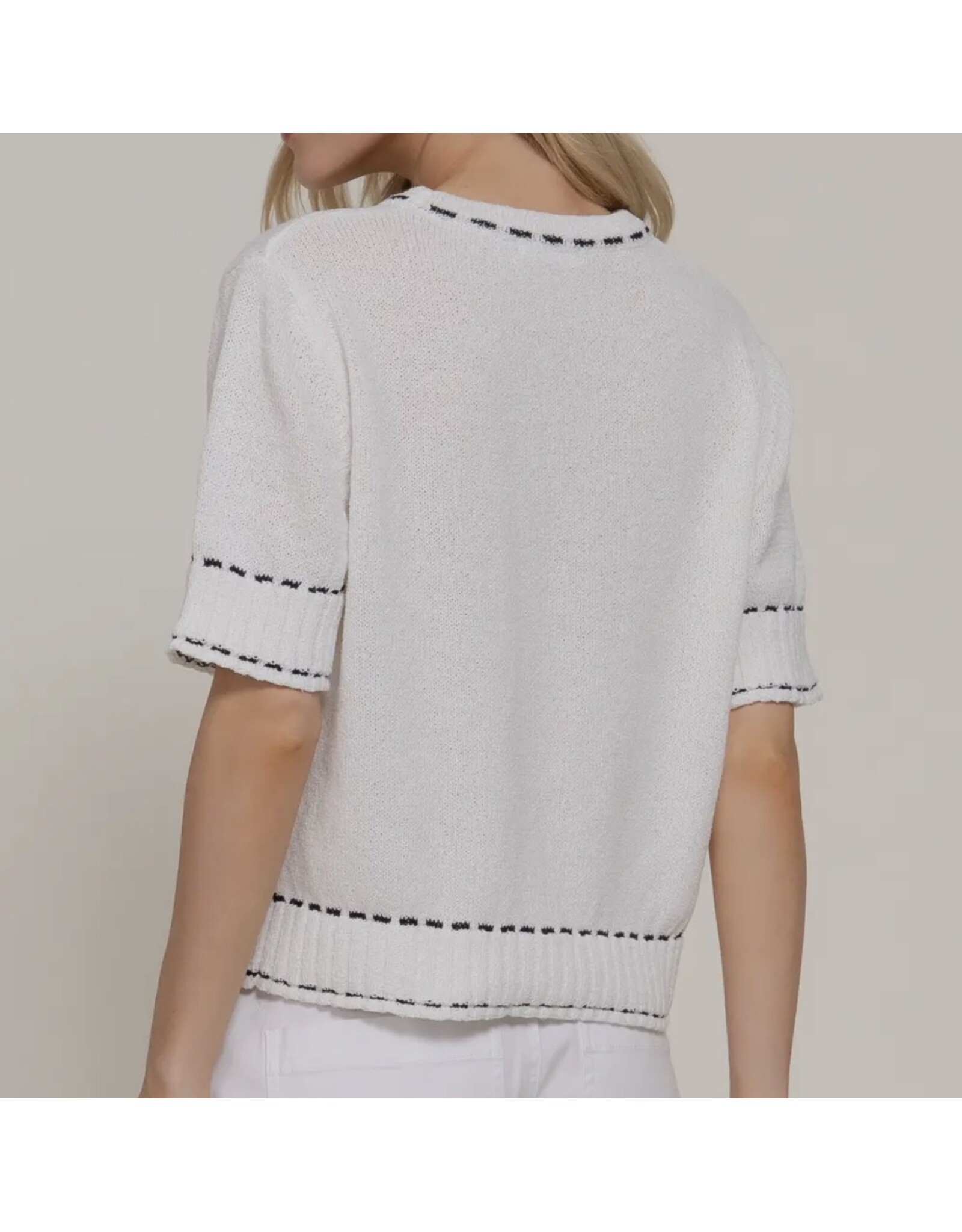 Short Slv Sweater w/ Contrast Stitch