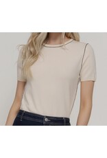 S/S KNIT TOP W/ CONTRAST