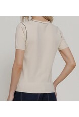 S/S KNIT TOP W/ CONTRAST