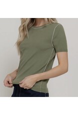S/S KNIT TOP W/ CONTRAST