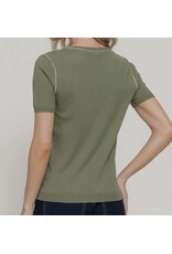 S/S KNIT TOP W/ CONTRAST