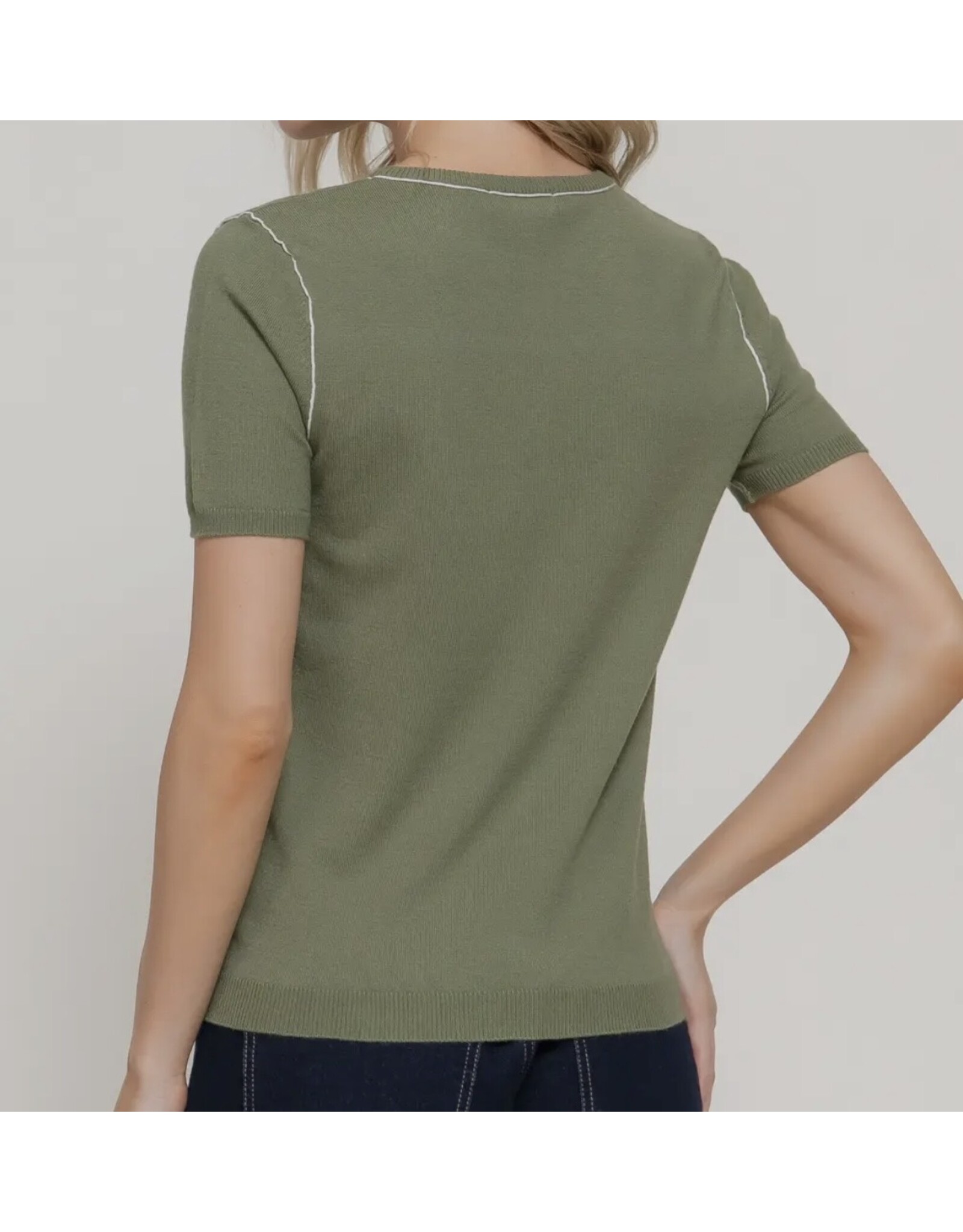 S/S KNIT TOP W/ CONTRAST