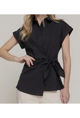 Black Side Knot Poplin Shirt