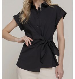 Black Side Knot Poplin Shirt