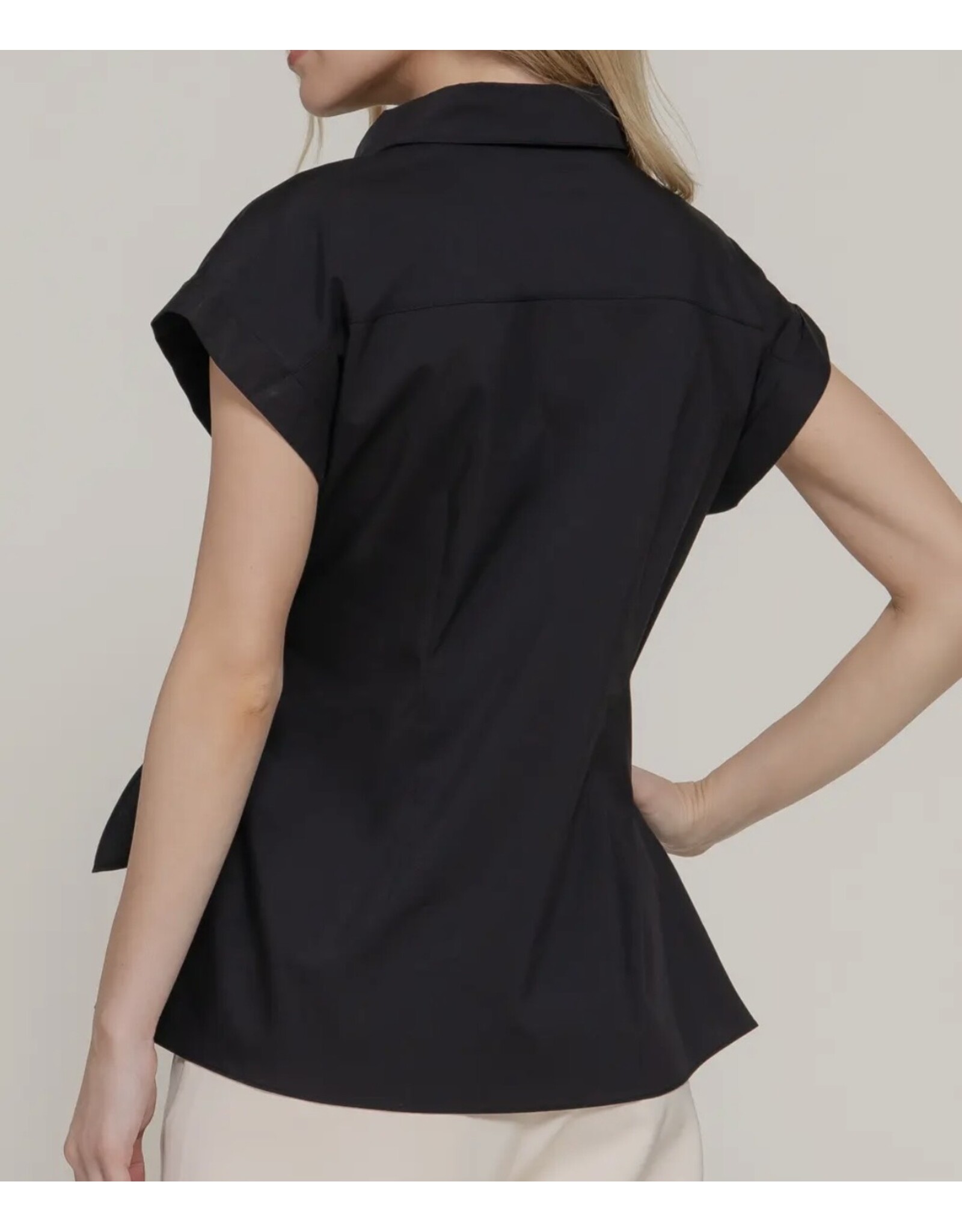 Black Side Knot Poplin Shirt