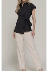 Black Side Knot Poplin Shirt