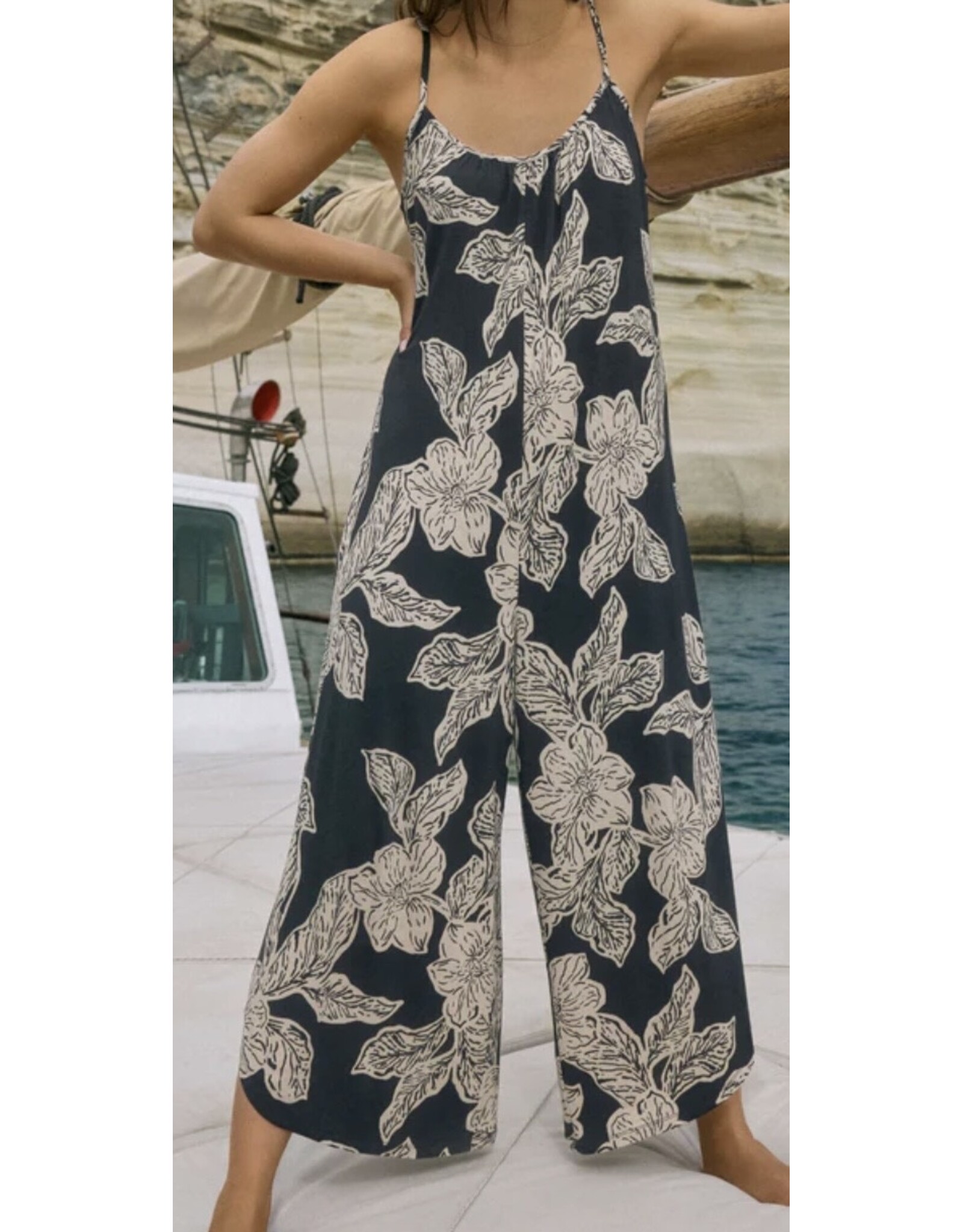 ZSupply ZSupply Flared Asha Floral Jumpsuit Black Sand