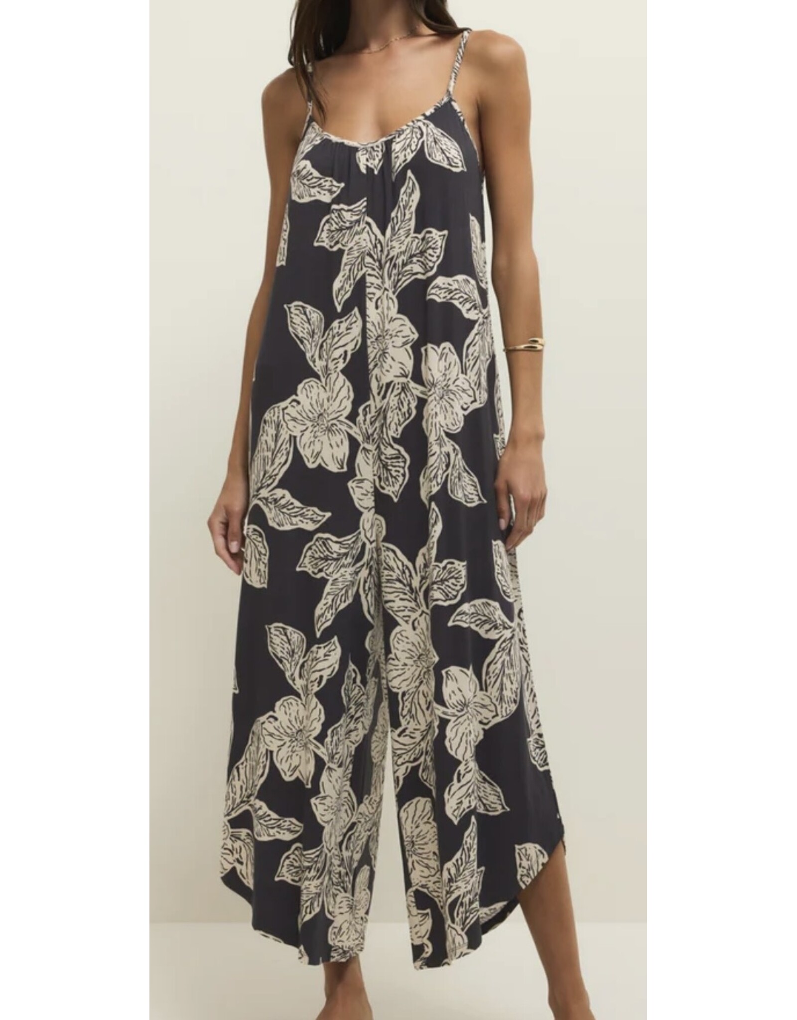 ZSupply ZSupply Flared Asha Floral Jumpsuit Black Sand