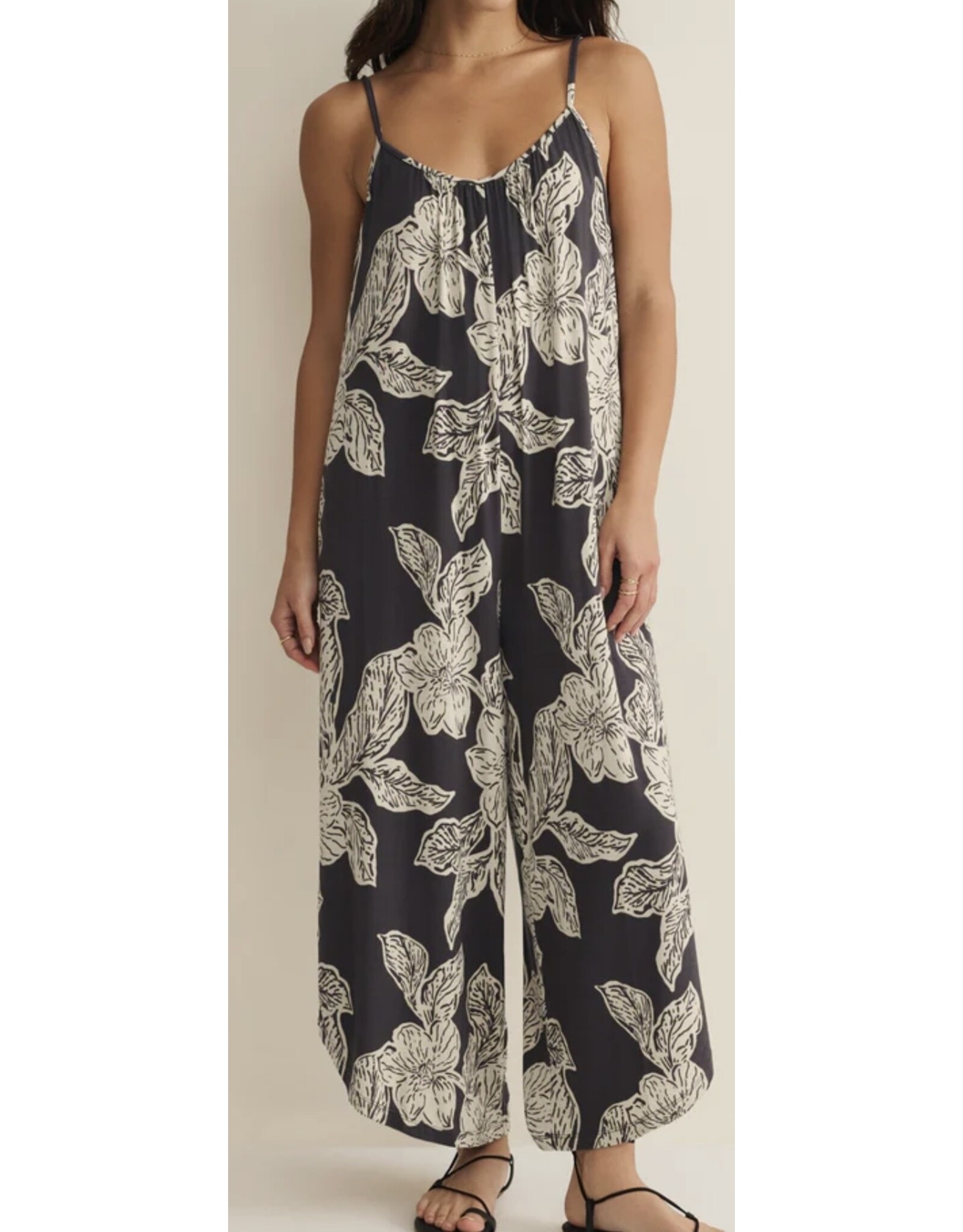 ZSupply ZSupply Flared Asha Floral Jumpsuit Black Sand