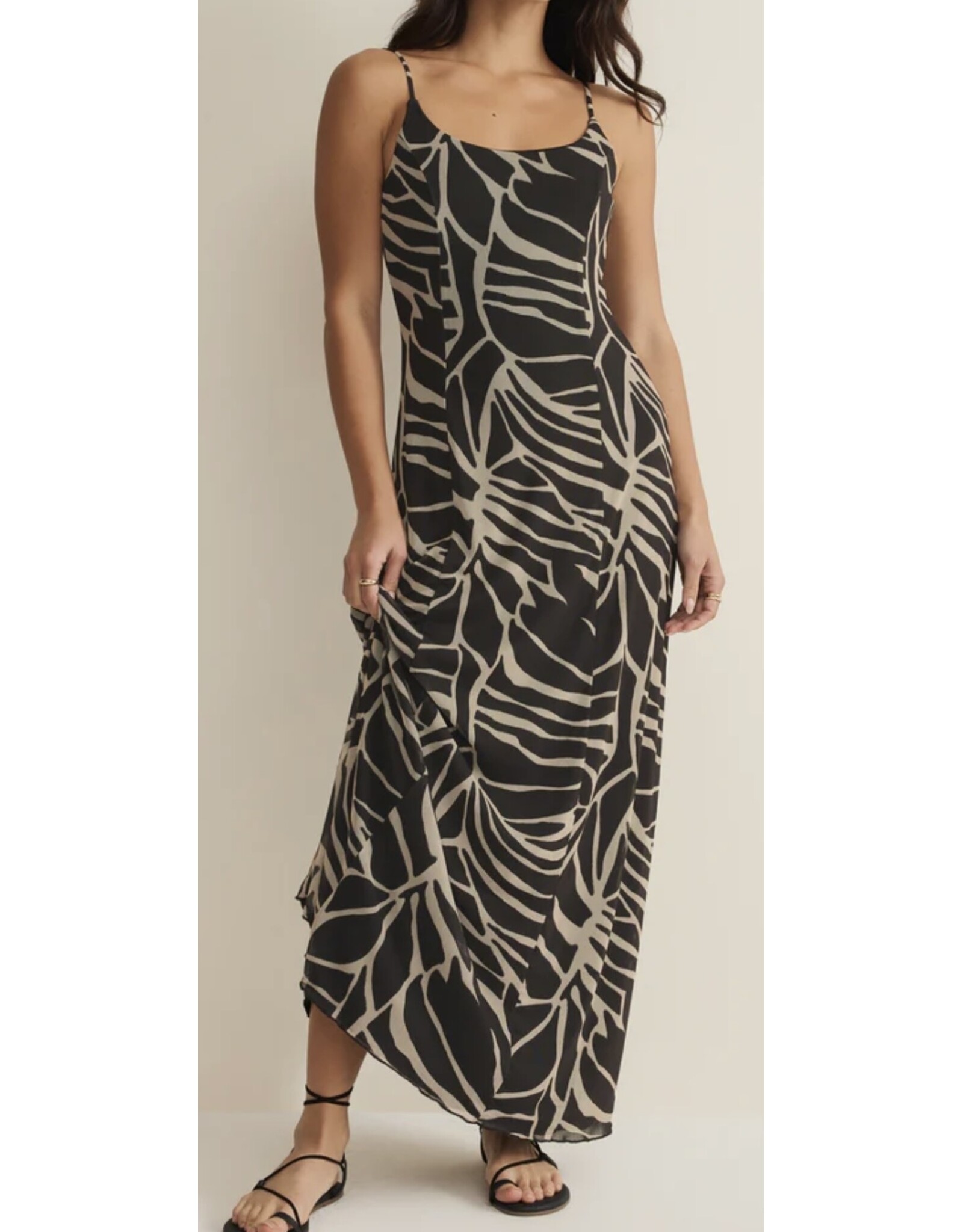 ZSupply ZSupply Charisma Tova Palm Midi Dress Black