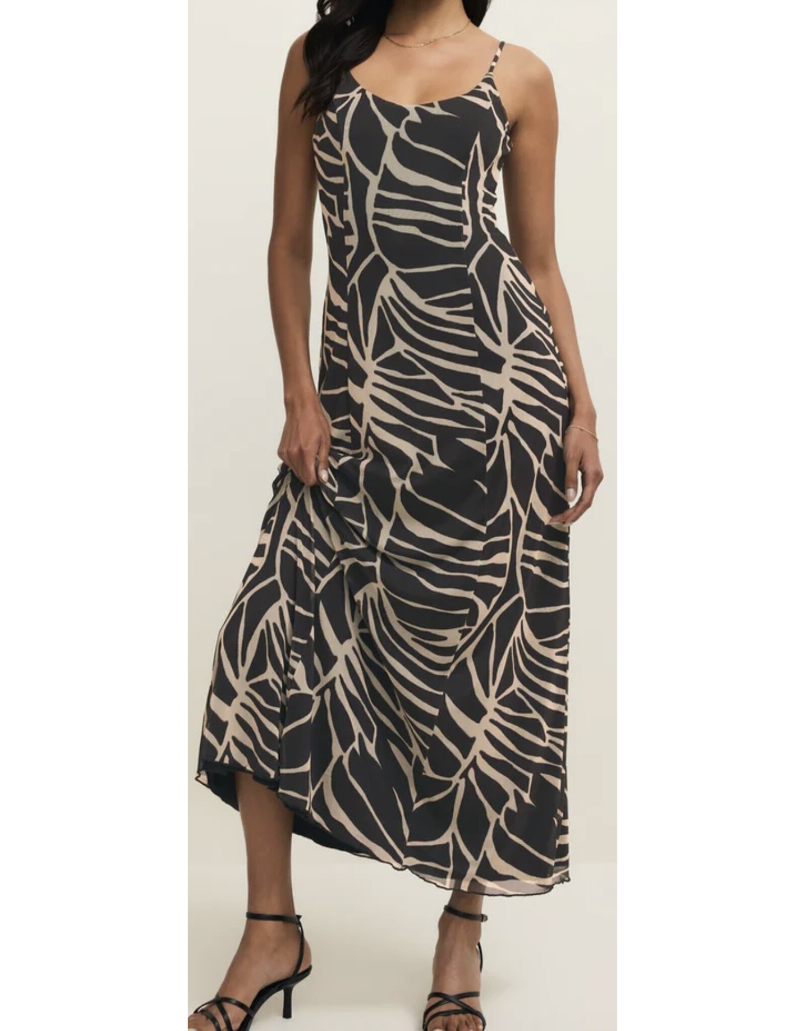 ZSupply ZSupply Charisma Tova Palm Midi Dress Black