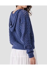 Elan Elan Navy Crochet Hooded Sweater