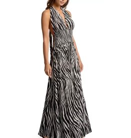 Elan Elan Zebra Maxi Halter Dress